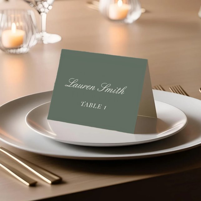 Modern Neutral and Sage Wedding Place Card (Creator Uploaded)