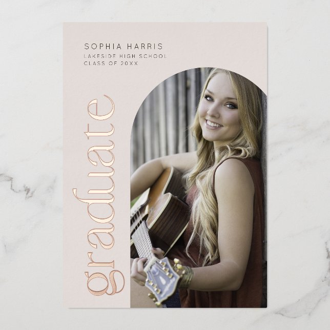 Modern Neutral Arch Foil Invitation (Front)