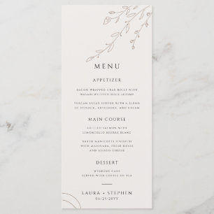 Modern Neutral Beige Botanical Wedding Menu