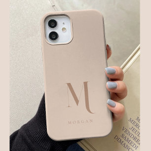 Modern Neutral Beige Custom Monogram iPhone 15 Case