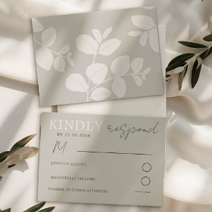 Modern Neutral Beige Eucalyptus Wedding RSVP