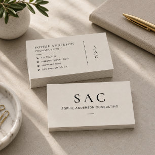 Modern Neutral Beige Professional Consultant Business Card