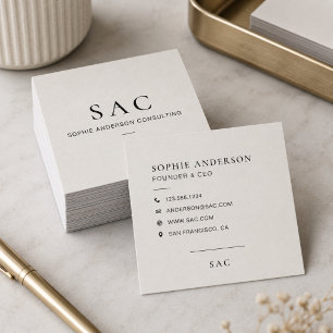 Modern Neutral Beige Professional Consultant Square Business Card