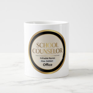 Modern Neutral Black Beige Gold School Counsellor Large Coffee Mug