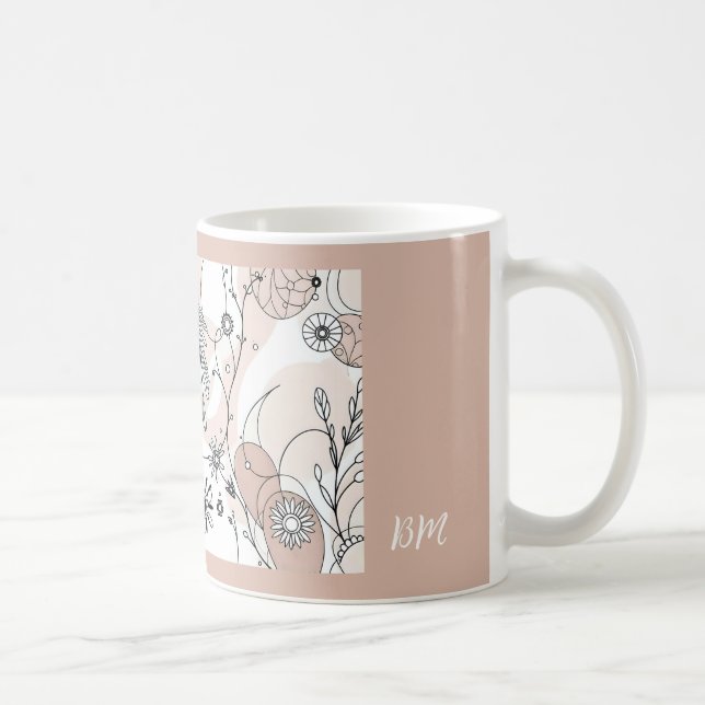 Modern Neutral Boho Brown Aesthetic Coffee Mug (Right)