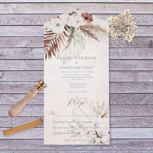 Modern Neutral Boho Floral Dinner All In One Invitation (Creator Uploaded)