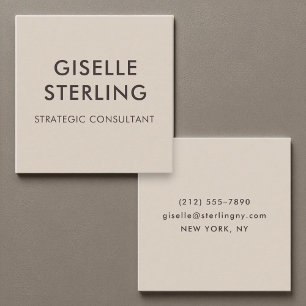 Modern Neutral Brown Modern Minimal Typography  Square Business Card