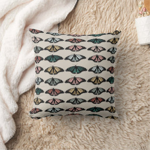 Modern Neutral Butterflies Garden Pattern Cushion
