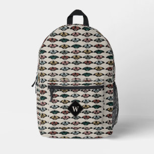 Modern Neutral Butterflies Garden Pattern Monogram Printed Backpack