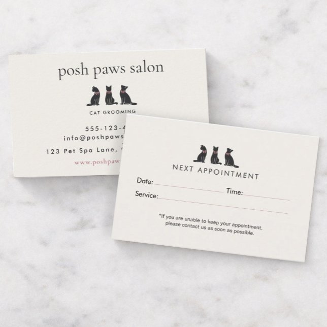 Modern Neutral Cat Grooming Appointment  Card (Creator Uploaded)