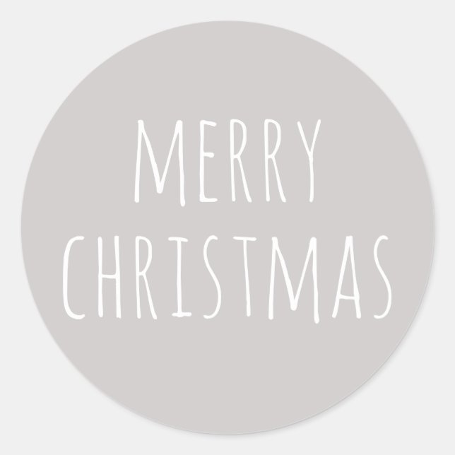 Modern Neutral Christmas | Warm Light Grey Holiday Classic Round Sticker (Front)