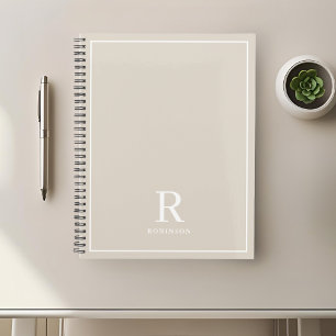 Modern Neutral Cream Beige Family Name Planner
