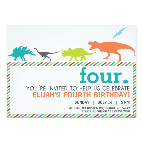 Modern Neutral Dinosaur Silhouette Birthday Invite