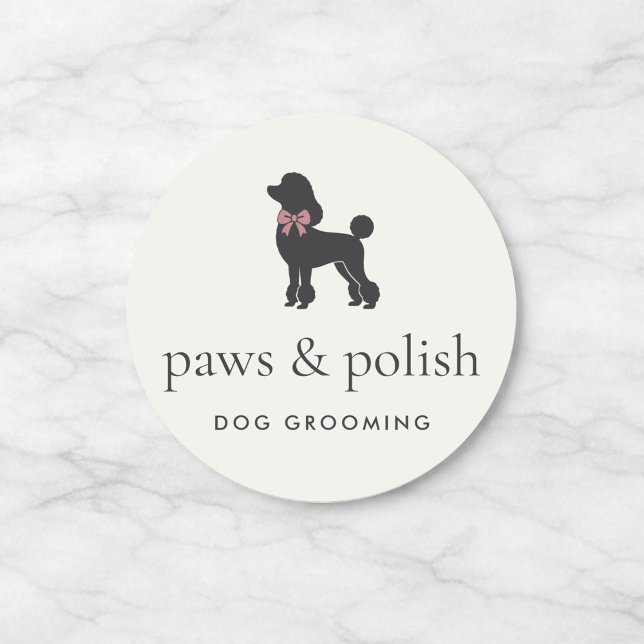 Modern Neutral Dog Groomer Logo Classic Round Sticker (Creator Uploaded)