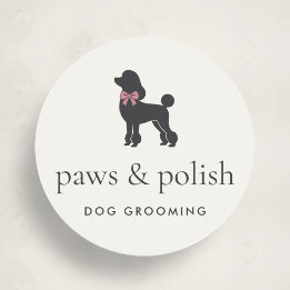 Modern Neutral Dog Groomer Logo Classic Round Sticker