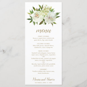 Modern Neutral Floral Elegant Wedding Menu