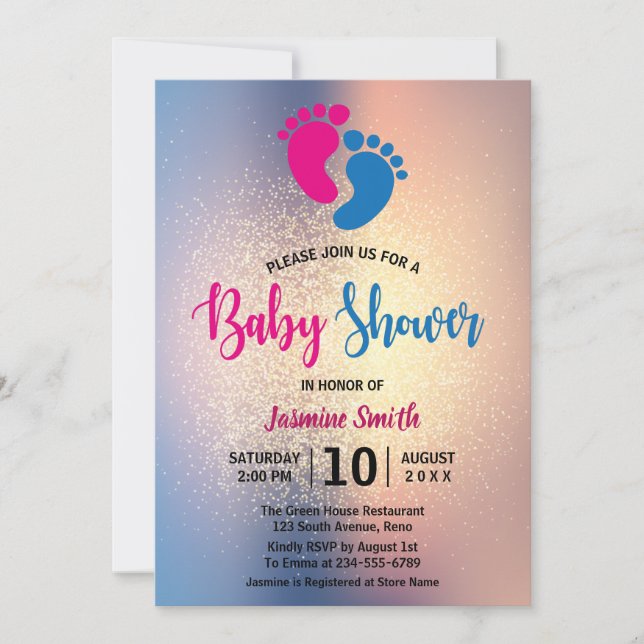 Modern Neutral Glitter Baby Shower Invitation (Front)