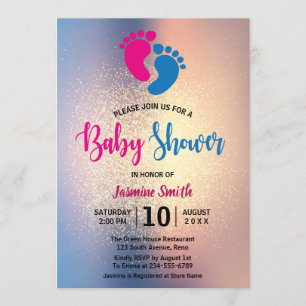 Modern Neutral Glitter Baby Shower Invitation