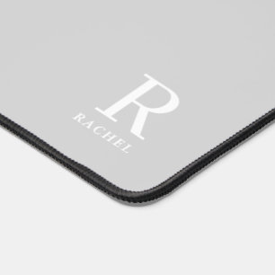 Modern Neutral Gray Custom Initial Monogram Desk Mat