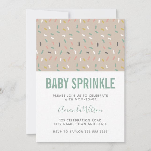 Modern Neutral Green Baby Boy Sprinkle Invitation (Front)