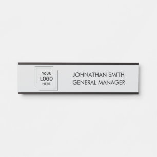 Modern Neutral Grey Employee Staff Business Logo  Door Sign