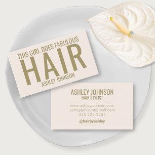 Modern neutral hair stylist typography  business card