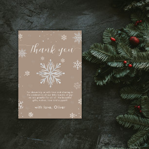 Modern Neutral Magical Snowflake Baby Shower  Thank You Card