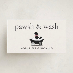 Modern Neutral Mobile Dog Groomer Business Card