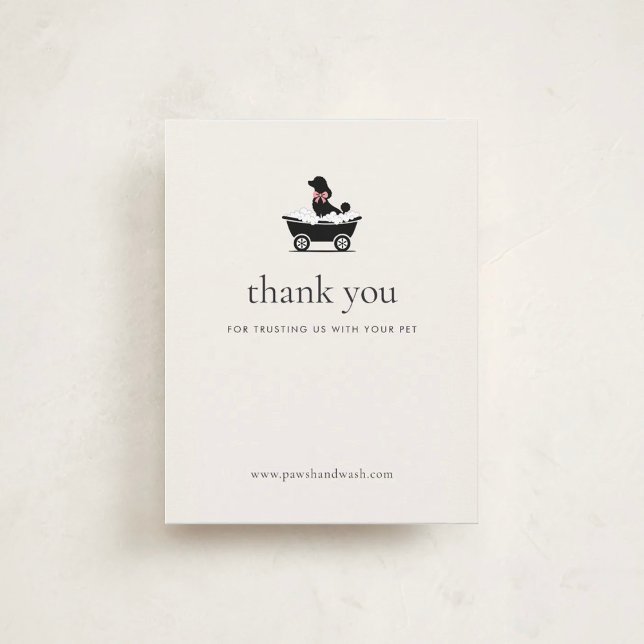 Modern Neutral Mobile Dog Groomer Insert | Thank You Card (Creator Uploaded)
