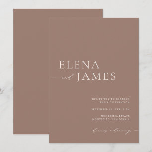 Modern Neutral Mocha & Ivory Wedding Invitation