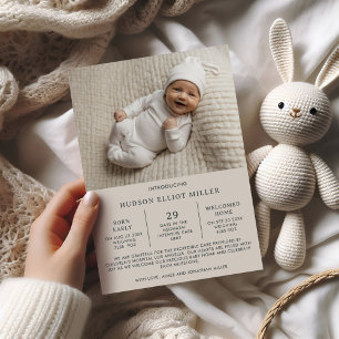 Modern Neutral NICU Graduation Preemie Photo Announcement