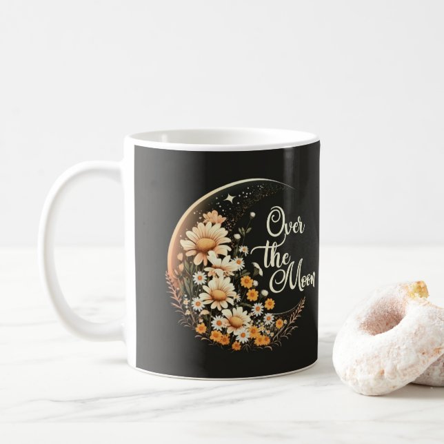 Modern Neutral over the moon Coffee Mug (With Donut)
