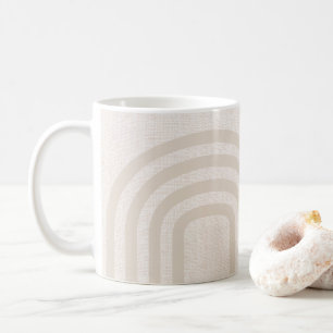 Modern Neutral Pale Linen Monogram Pattern Coffee Mug