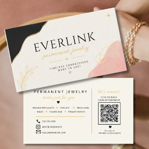 Modern Neutral Permanent Jewellery Artist QR Code  Business Card