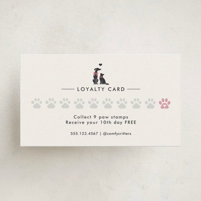 Modern Neutral Pet Sitter Dog Walker  Loyalty Card (Creator Uploaded)
