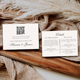 Modern Neutral QR Code Wedding Details & RSVP Enclosure Card