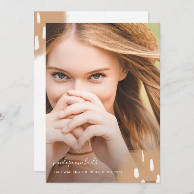 Modern Neutral Splashes One Photo Graduation Party Invitation (Front/Back)