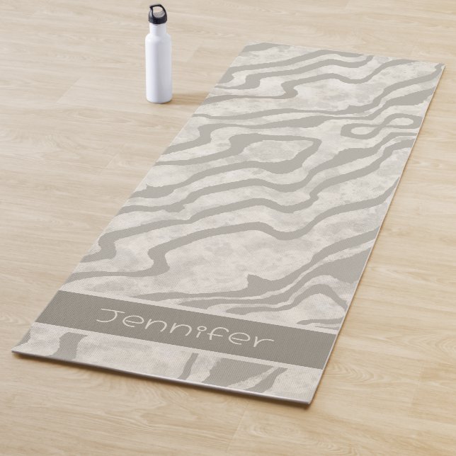  Modern Neutral Stripe Abstract Cream Inspirivity Yoga Mat (In Situ)