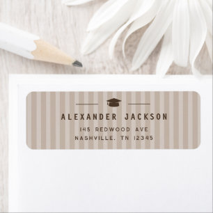 Modern Neutral Stripes Graduation Return Address