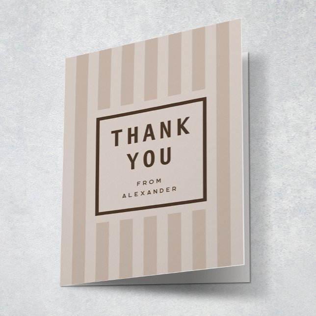 Modern Neutral Stripes Graduation Thank You Card (Creator Uploaded)