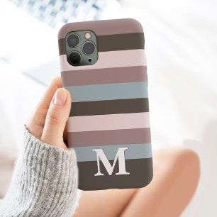 Modern Neutral Stripes Monogram Beige iPhone 13 Pro Max Case