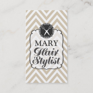 Modern Neutral Tan Chevron Hair Stylist Salon CARD