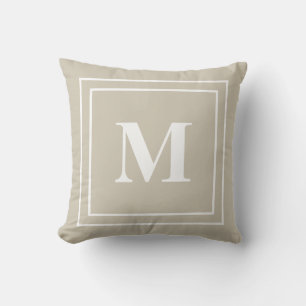 Modern Neutral Tan Monogram Cushion