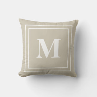 Modern Neutral Tan Monogram Cushion