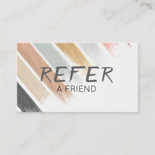 Modern Neutral Watercolor Brush Strokes Referral Card (Front)