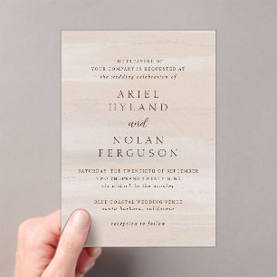 Modern Neutral Watercolor Elegant Wedding Acrylic Invitations