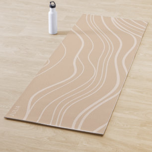 Modern Neutral Wave Personalized Yoga Mat - Sand