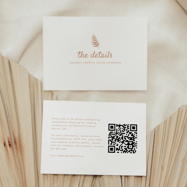 Modern Neutral Wedding Details QR Code Enclosure Card (Creator Uploaded)