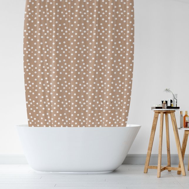 Modern Neutral White Dots Print Shower Curtain (Creator Uploaded)