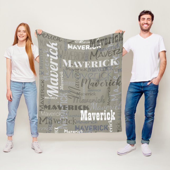 Modern Neutrals Long Name Repeating Pattern Fleece Blanket (In Situ)